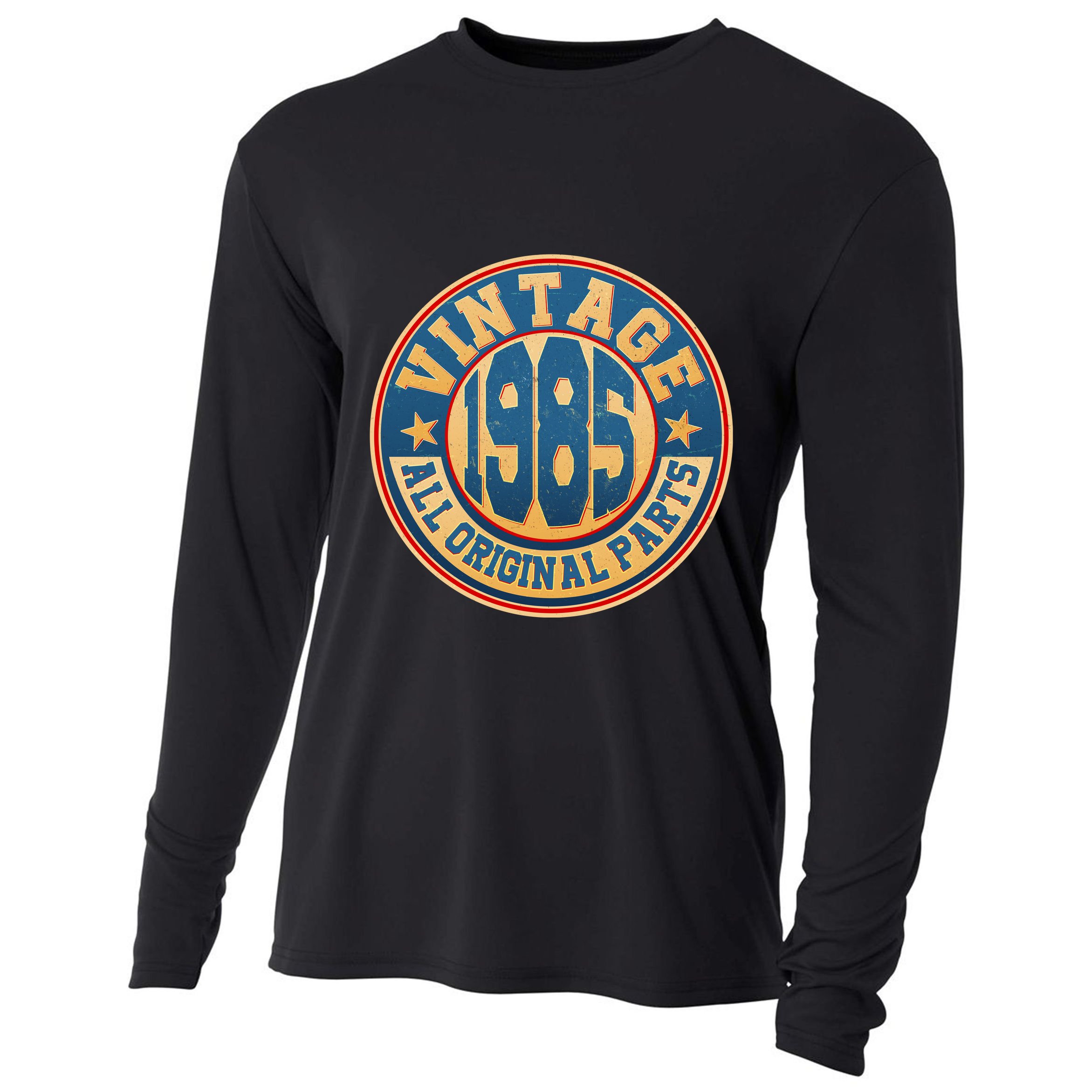 Vintage All Original Parts Emblem Shield 1985 40th Birthday Cooling Performance Long Sleeve Crew
