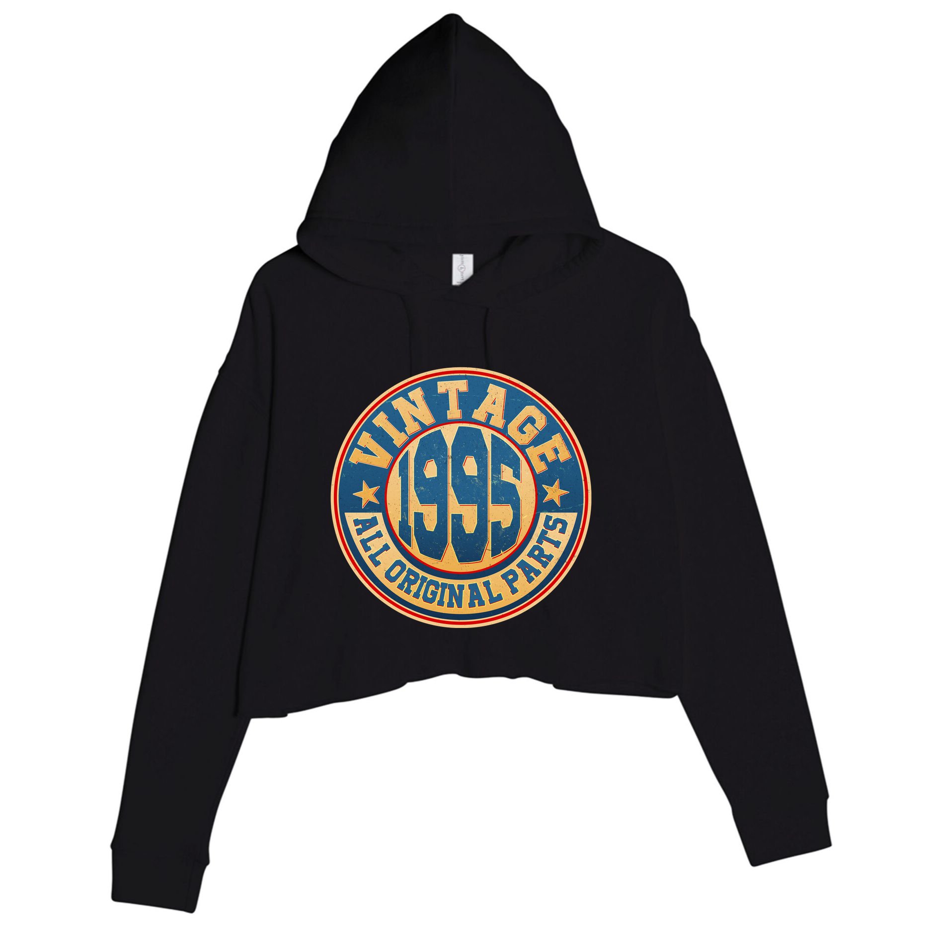 Vintage All Original Parts Emblem Shield 1995 30th Birthday Crop Fleece Hoodie