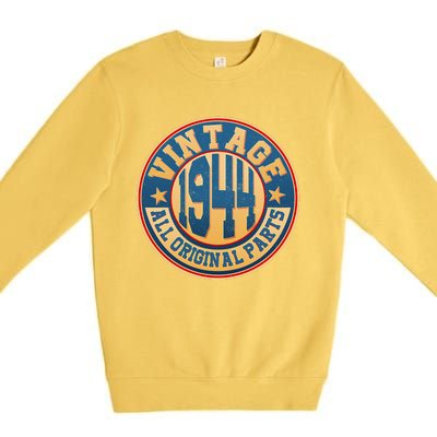 Vintage All Original Parts Emblem Shield 1944 80th Birthday Premium Crewneck Sweatshirt