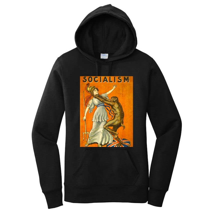 Vintage AntiSocialism Print Women's Pullover Hoodie