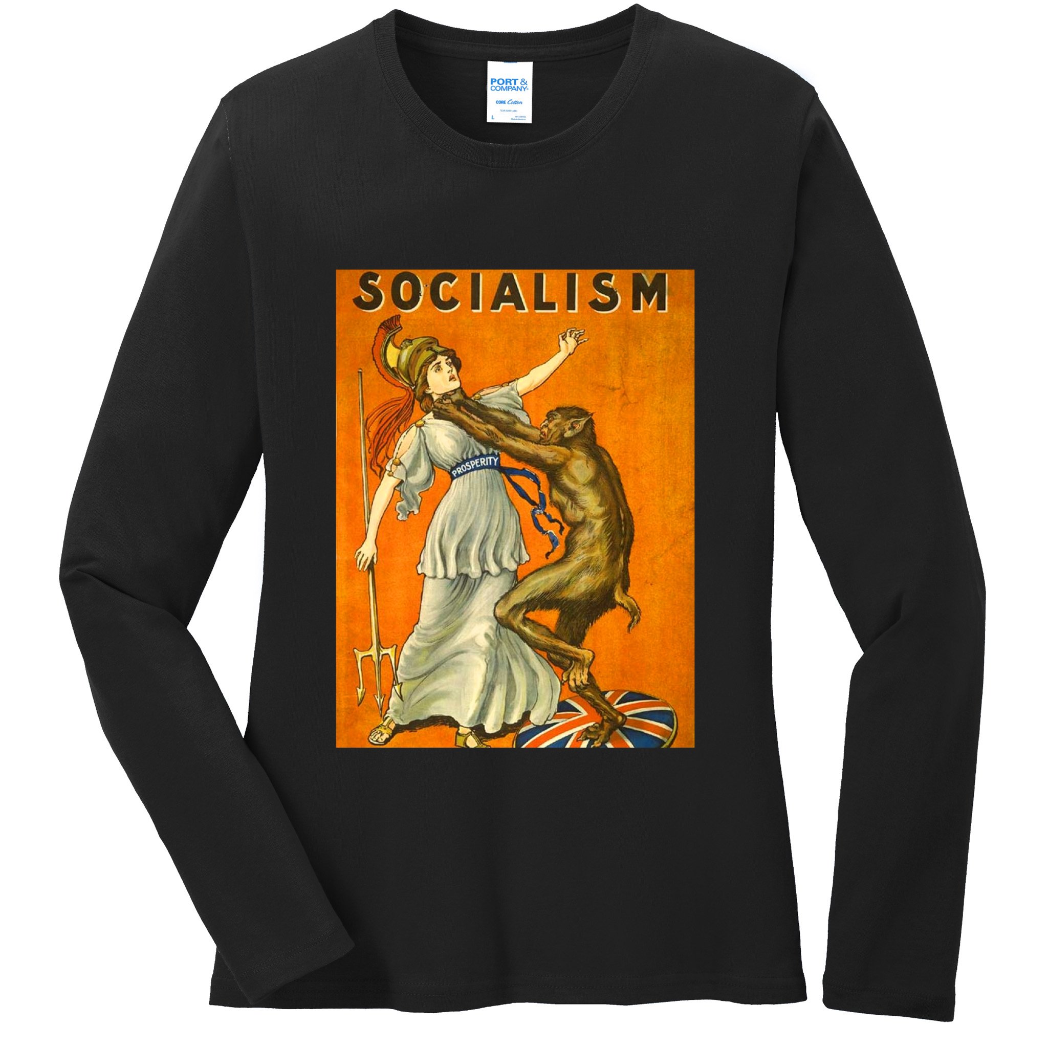 Vintage AntiSocialism Print Ladies Long Sleeve Shirt