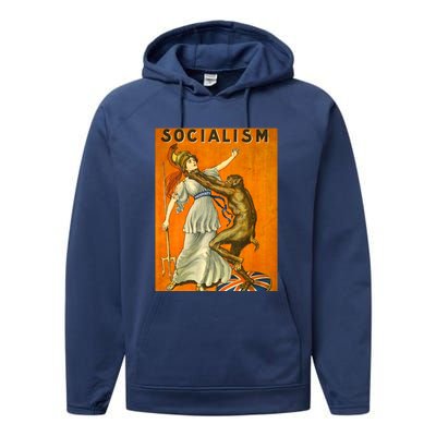 Vintage AntiSocialism Print Performance Fleece Hoodie