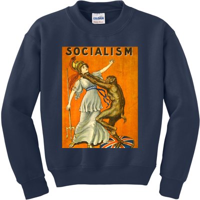 Vintage AntiSocialism Print Kids Sweatshirt