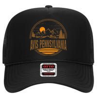 Vintage Avis Pennsylvania Mountain Hiking Souvenir Print High Crown Mesh Back Trucker Hat