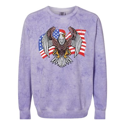 Vintage American Patriotic Eagle Colorblast Crewneck Sweatshirt