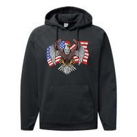 Vintage American Patriotic Eagle Performance Fleece Hoodie