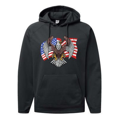 Vintage American Patriotic Eagle Performance Fleece Hoodie