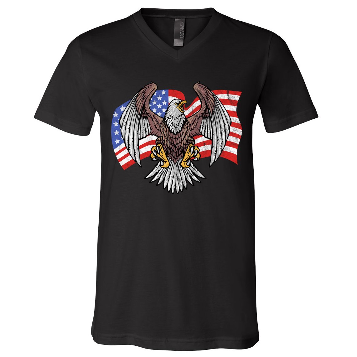 Vintage American Patriotic Eagle V-Neck T-Shirt