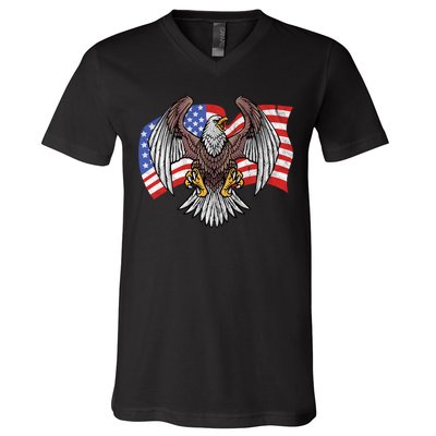 Vintage American Patriotic Eagle V-Neck T-Shirt