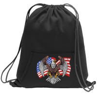 Vintage American Patriotic Eagle Sweatshirt Cinch Pack Bag