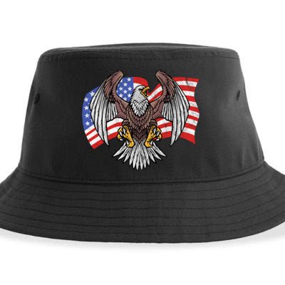 Vintage American Patriotic Eagle Sustainable Bucket Hat