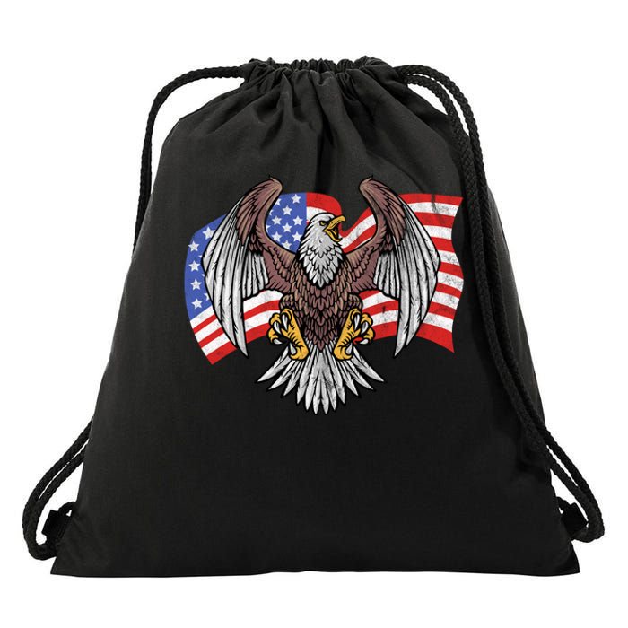 Vintage American Patriotic Eagle Drawstring Bag