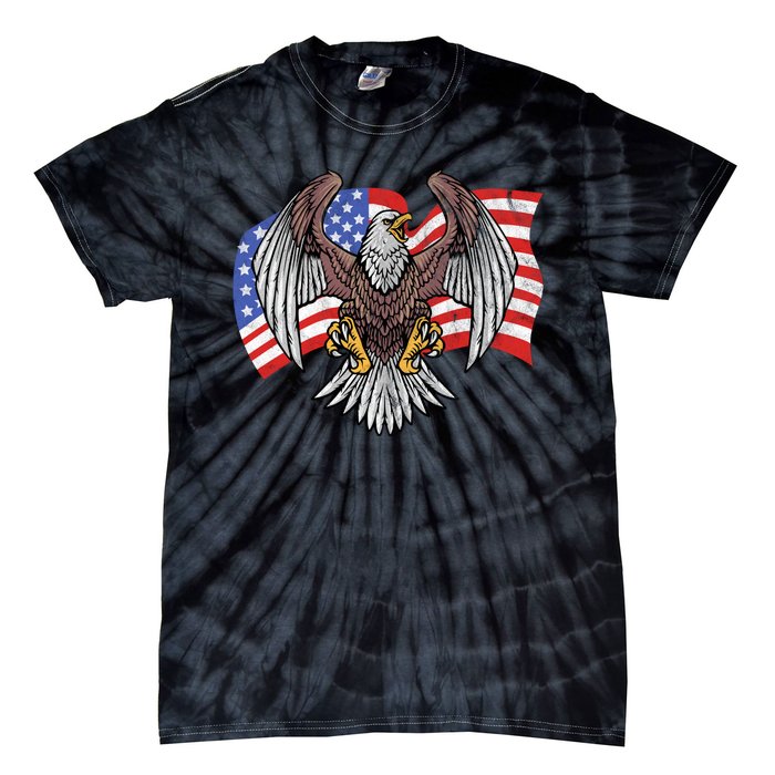 Vintage American Patriotic Eagle Tie-Dye T-Shirt