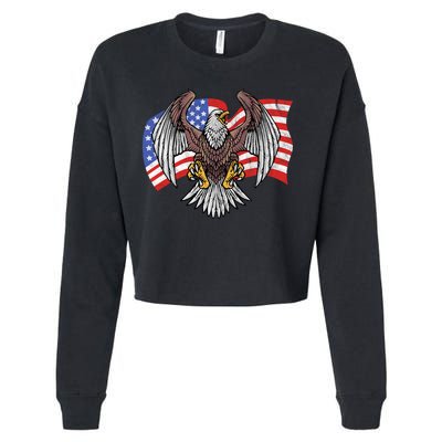 Vintage American Patriotic Eagle Cropped Pullover Crew