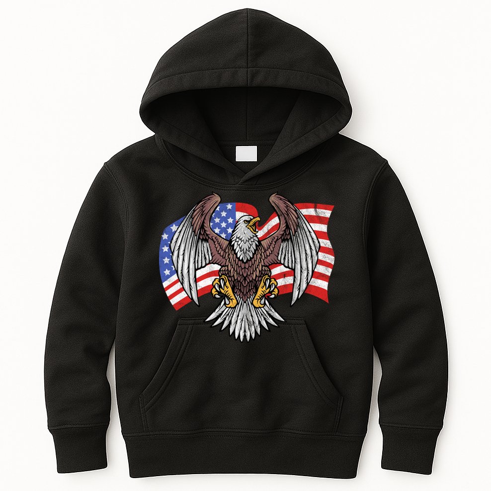 Vintage American Patriotic Eagle Kids Hoodie