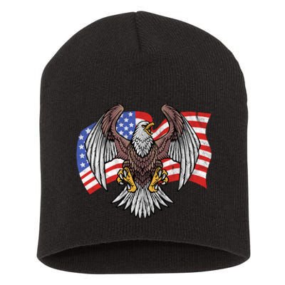 Vintage American Patriotic Eagle Short Acrylic Beanie