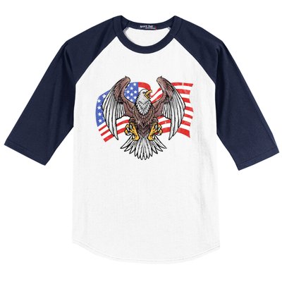 Vintage American Patriotic Eagle Baseball Sleeve Shirt