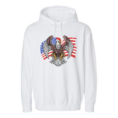 Vintage American Patriotic Eagle Garment-Dyed Fleece Hoodie