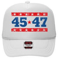 Vintage American President Trump 45 47 2024 Election High Crown Mesh Back Trucker Hat