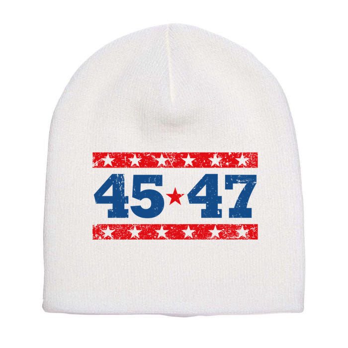 Vintage American President Trump 45 47 2024 Election Short Acrylic Beanie