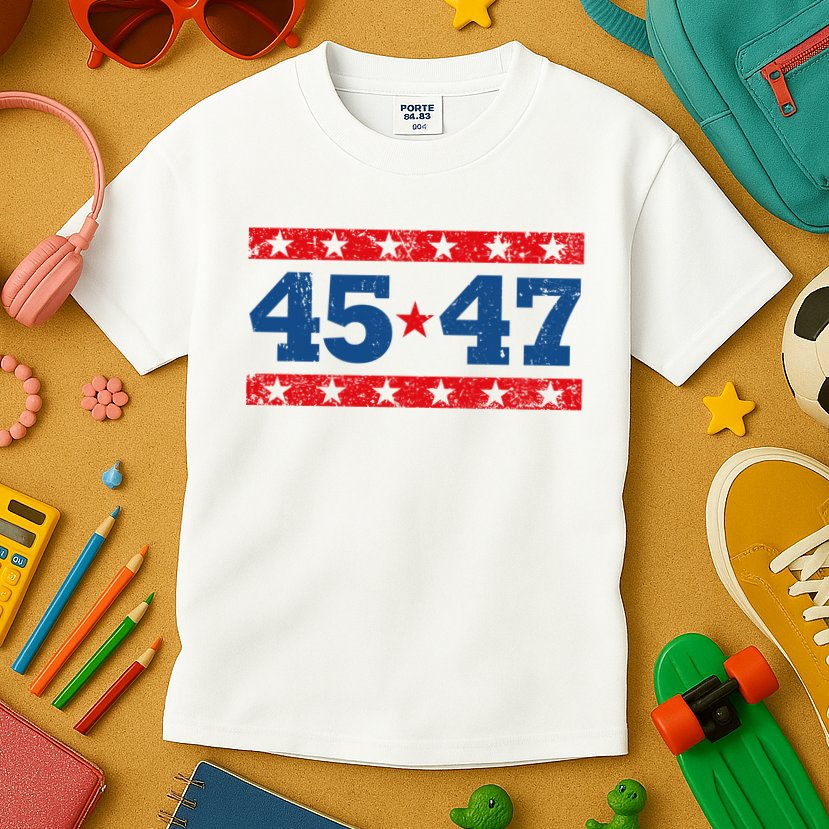 Vintage American President Trump 45 47 2024 Election Kids T-Shirt