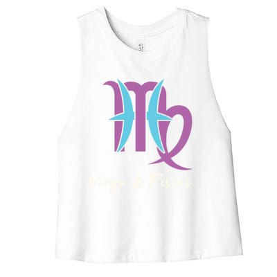 Virgo And Pisces Couple Zodiac Relationship Horoscope Gift Women's Racerback Cropped Tank