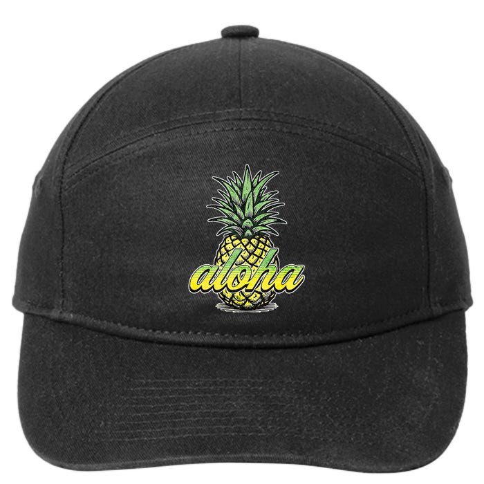 Vintage Aloha Pineapple Illustration 7-Panel Snapback Hat