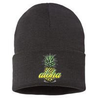 Vintage Aloha Pineapple Illustration Sustainable Knit Beanie