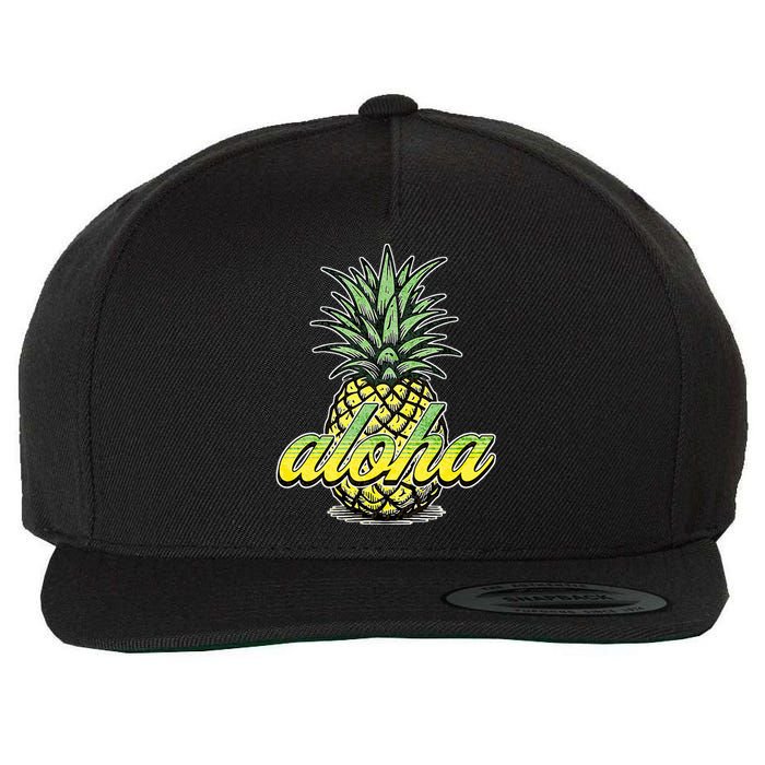 Vintage Aloha Pineapple Illustration Wool Snapback Cap