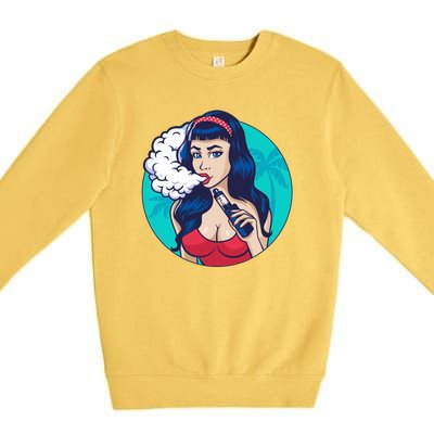 Vaping Cloud Vape Lady Premium Crewneck Sweatshirt