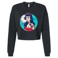 Vaping Cloud Vape Lady Cropped Pullover Crew