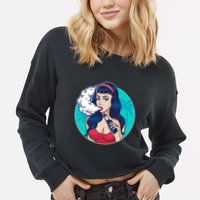 Vaping Cloud Vape Lady Cropped Pullover Crew