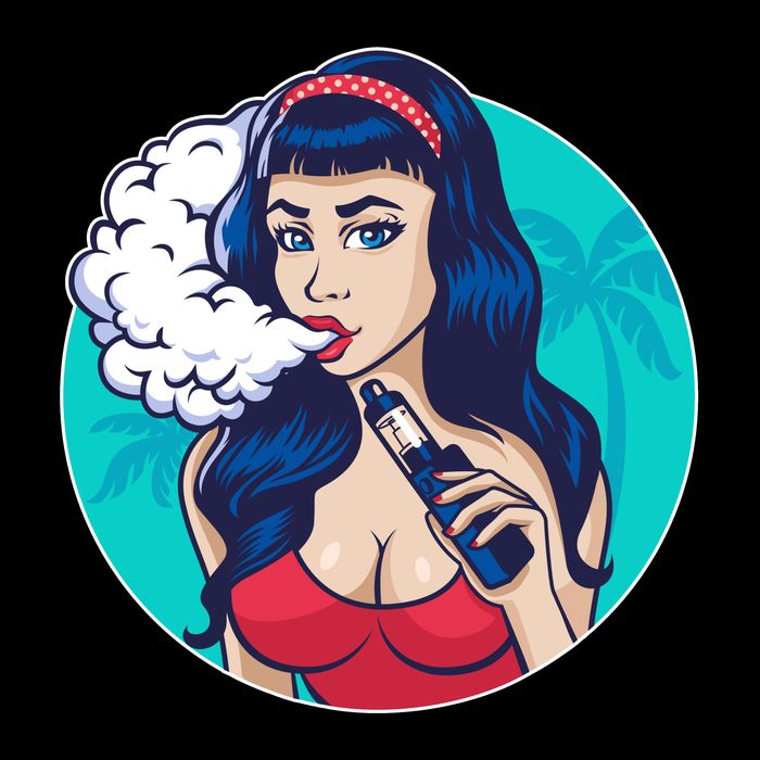 Vaping Cloud Vape Lady Cropped Pullover Crew