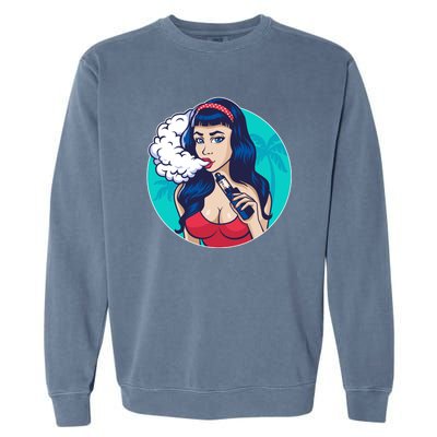 Vaping Cloud Vape Lady Garment-Dyed Sweatshirt