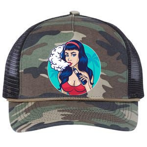 Vaping Cloud Vape Lady Retro Rope Trucker Hat Cap