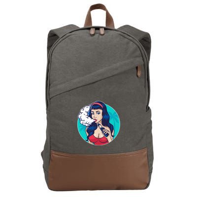 Vaping Cloud Vape Lady Cotton Canvas Backpack
