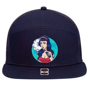 Vaping Cloud Vape Lady 7 Panel Mesh Trucker Snapback Hat