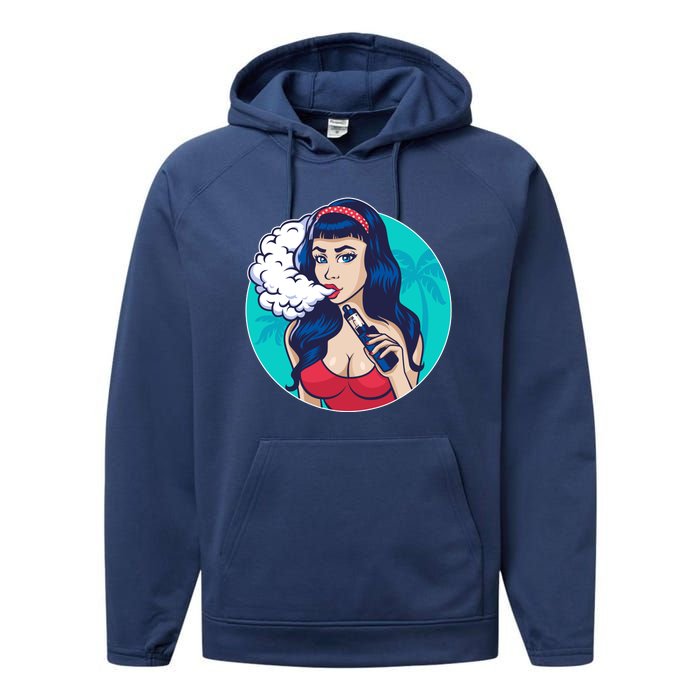 Vaping Cloud Vape Lady Performance Fleece Hoodie