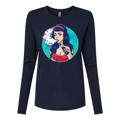 Vaping Cloud Vape Lady Womens Cotton Relaxed Long Sleeve T-Shirt