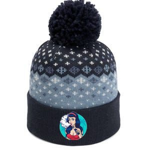 Vaping Cloud Vape Lady The Baniff Cuffed Pom Beanie