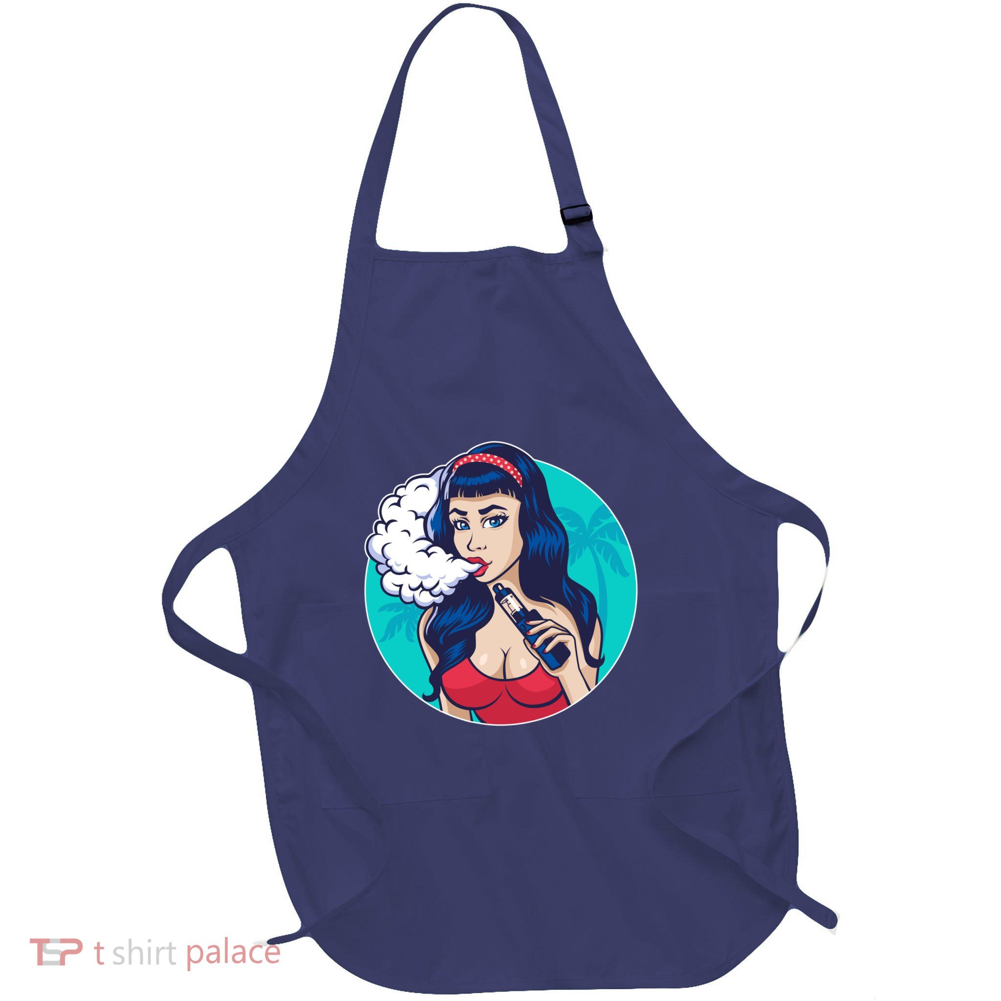 Vaping Cloud Vape Lady Full-Length Apron With Pockets