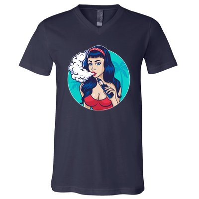 Vaping Cloud Vape Lady V-Neck T-Shirt