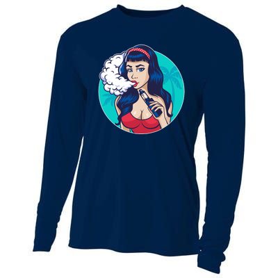 Vaping Cloud Vape Lady Cooling Performance Long Sleeve Crew