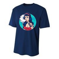 Vaping Cloud Vape Lady Performance Sprint T-Shirt