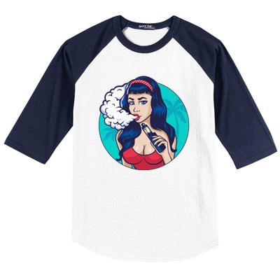 Vaping Cloud Vape Lady Baseball Sleeve Shirt