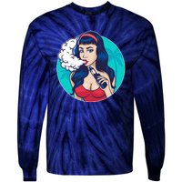 Vaping Cloud Vape Lady Tie-Dye Long Sleeve Shirt