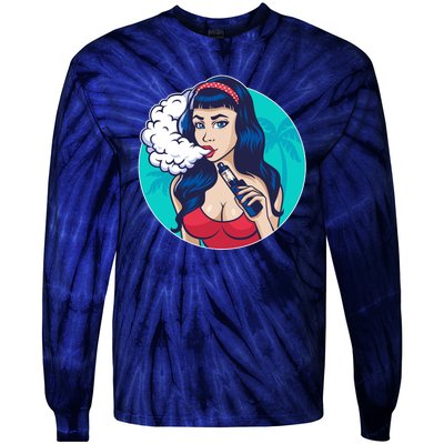 Vaping Cloud Vape Lady Tie-Dye Long Sleeve Shirt