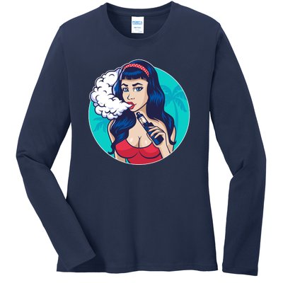 Vaping Cloud Vape Lady Ladies Long Sleeve Shirt