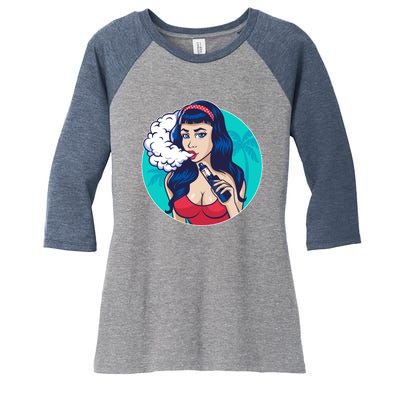 Vaping Cloud Vape Lady Women's Tri-Blend 3/4-Sleeve Raglan Shirt