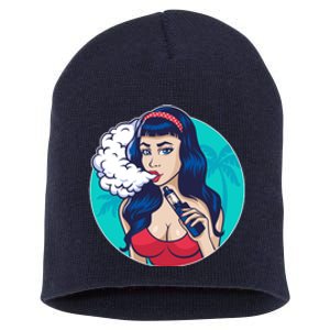 Vaping Cloud Vape Lady Short Acrylic Beanie